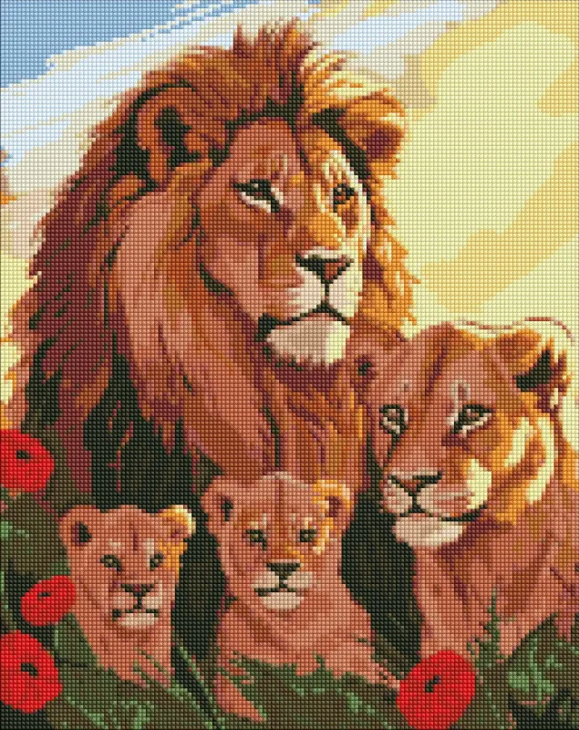 Diamond mosaic - Lion family ©Sergey Lobach