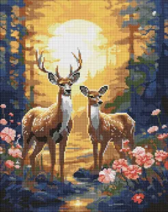 Алмазная мозаика - Грациозные олени с голограммными стразами (AB) ©art_selena_ua