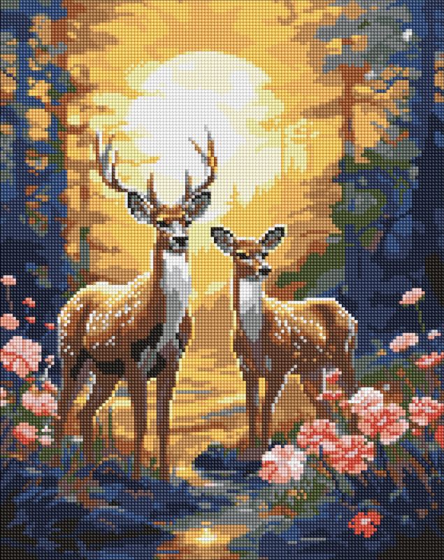Diamond mosaic - Graceful reindeers with hologram rhinestones (AB) ©art_selena_ua