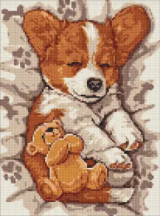 Алмазна мозаїка - Сонний коргі ©art_selena_ua