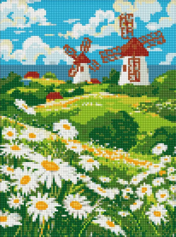 Алмазна мозаїка без підрамника - Поле ромашок ©art_selena_ua