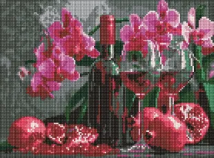 Алмазная мозаика - Вино и орхидеи ©art_selena_ua
