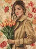 Diamond mosaic - Girl in a coat with tulips ©art_selena_ua