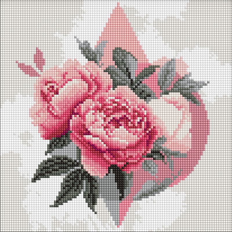 Diamond mosaic - Geometric shapes with peonies ©art_selena_ua