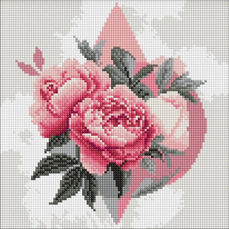 Алмазная мозаика - Геометрические фигуры с пионами ©art_selena_ua