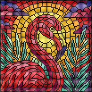 Алмазная мозаика - Витраж. Фламинго ©art_selena_ua