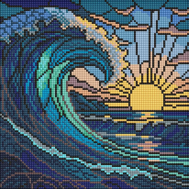 Diamond mosaic - Stained glass window. The wave ©art_selena_ua