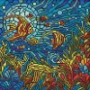Diamond mosaic - Stained glass window. Sea world ©art_selena_ua