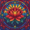 Diamond mosaic - Stained glass window. Lotus ©art_selena_ua