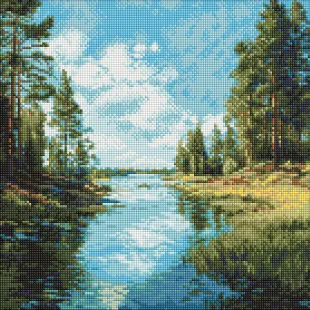 Алмазная мозаика - Ручей в лесу ©art_selena_ua