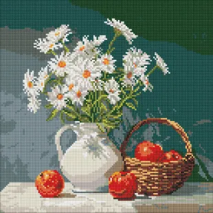Алмазна мозаїка - Букет ромашок з яблуками ©art_selena_ua