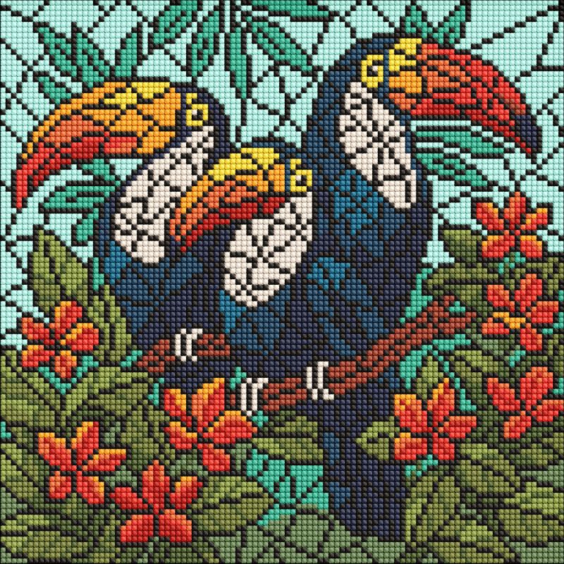Алмазная мозаика - Витраж. Трио туканов ©art_selena_ua