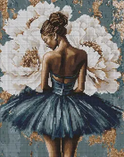 Алмазна мозаїка - Балерина з білими півоніями ©art_selena_ua