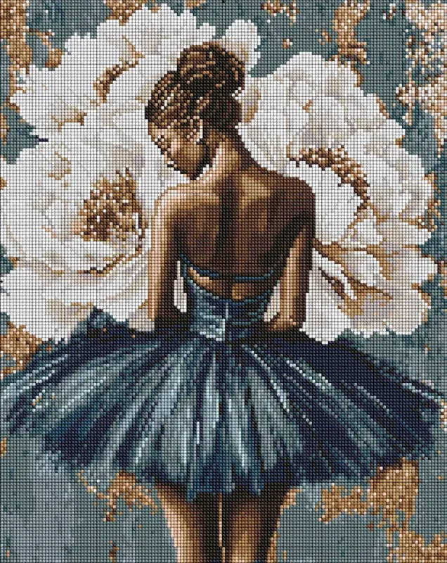 Алмазна мозаїка - Балерина з білими півоніями ©art_selena_ua