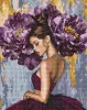 Diamond mosaic - Ballerina with purple peonies ©art_selena_ua