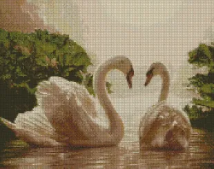 Diamond Mosaic - Pair of swans