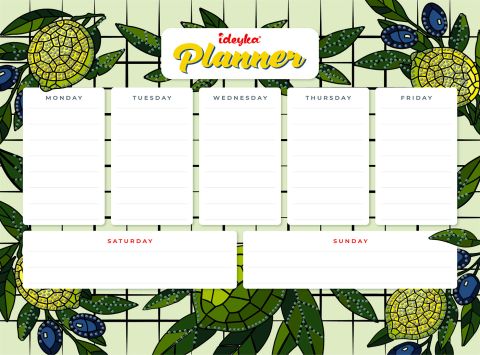 Magnetic planner with diamond mosaic - Lemons ©art_selena_ua