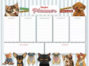 Magnetic planner with diamond mosaic - Pets ©art_selena_ua