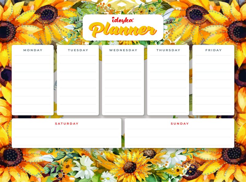 Magnetic planner with diamond mosaic - Sunflowers ©art_selena_ua