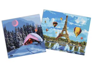 Sets of paintings - "City of love " & "Snow-covered house"