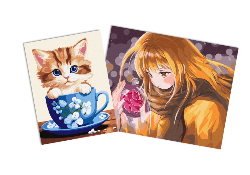 Sets of paintings - "A ray of happiness" & "Mischievous kitty"