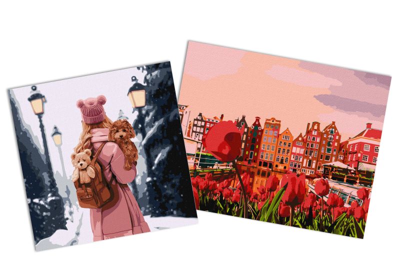 Sets of paintings - "Evening Amsterdam" & "Winter city"