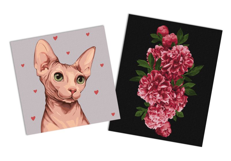 Sets of paintings - "Passionate peonies " & "Romantic sphinx"