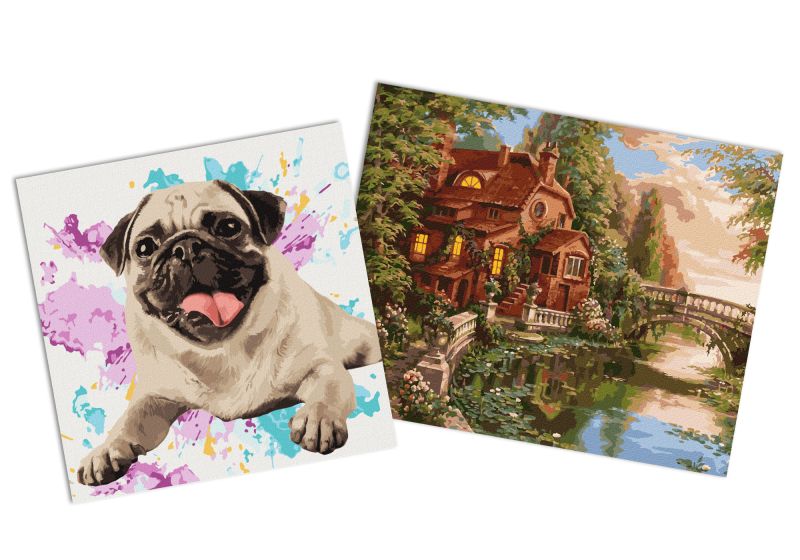 Sets of paintings - "The house is a dream" & "Favorite pug"