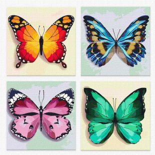 Set for painting on the numbers polyptych - Spring butterflies