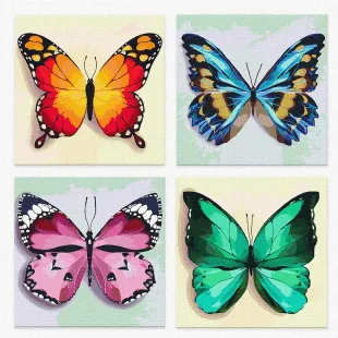 Set for painting on the numbers polyptych - Spring butterflies